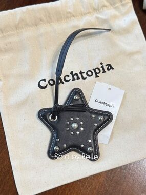 NWT Coach Star Bag Charm Leather Polished Rivets